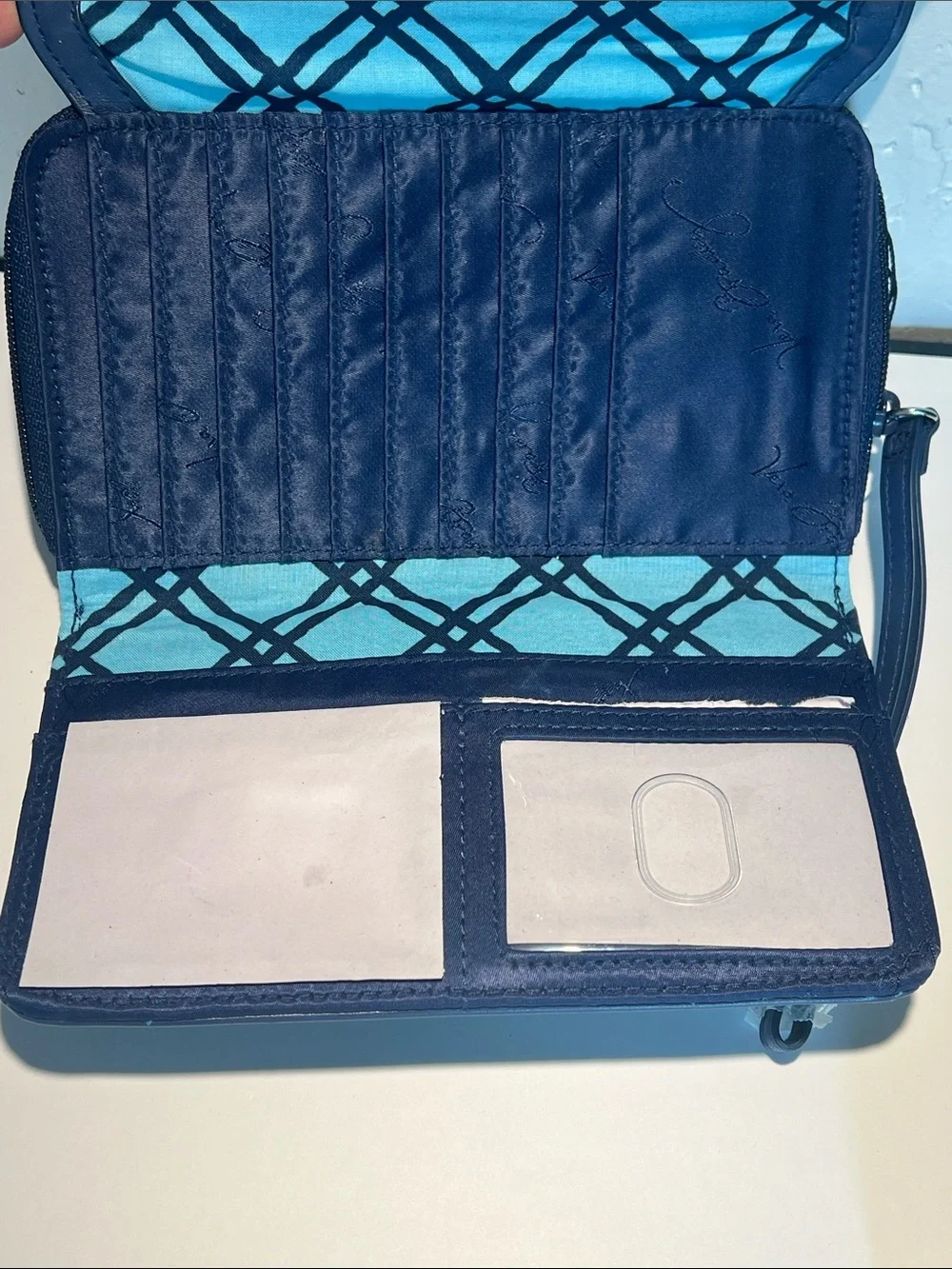 Vera Bradley Blue Patterned Wristlet Clutch with Teal Accents